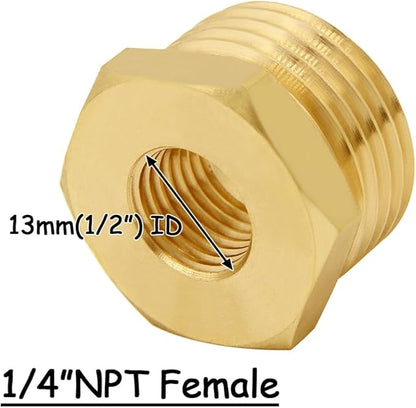 2PCS Brass Garden Hose Bushing 3/4"GHT Male to 1/4"NPT Female Thread Reducer Adapter Water Hose Nipple Reducing Convert Pipe Fittings Connector