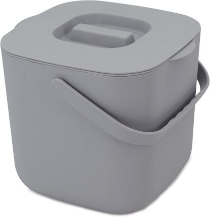 Stylish Kitchen Compost Bin- 1.85 Gal/ 7L Countertop Compost Bin with Lid, Inner Sieve for Separating Liquid from Food, Easy to Clean (Grey, 1.85GAL)