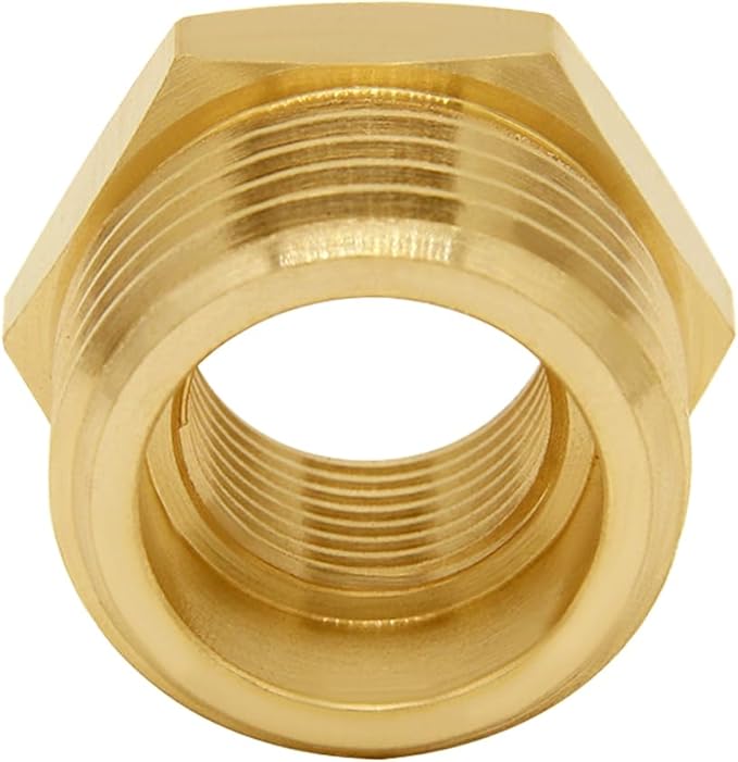 2PCS Brass Garden Hose Bushing 3/4"GHT Male to 3/8"NPT Female Thread Reducer Adapter Water Hose Nipple Reducing Convert Pipe Fittings Connector