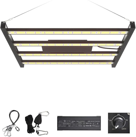 CANAGROW CG2400 LED Grow Light for Indoor Plants 4x4ft Coverage with High Yield Diodes, Sunlike Full Spectrum Dimmable Growing Lamps for Hydroponic Indoor Seeding Veg Bloom Greenhouse (Black)