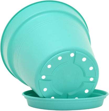 Mintra Home Garden Pots 4pk - Flowers, Herbs, Plants, Indoor, Outdoor, Colorful, Wholesale, Bulk (Teal, 13cm Diameter (5in))