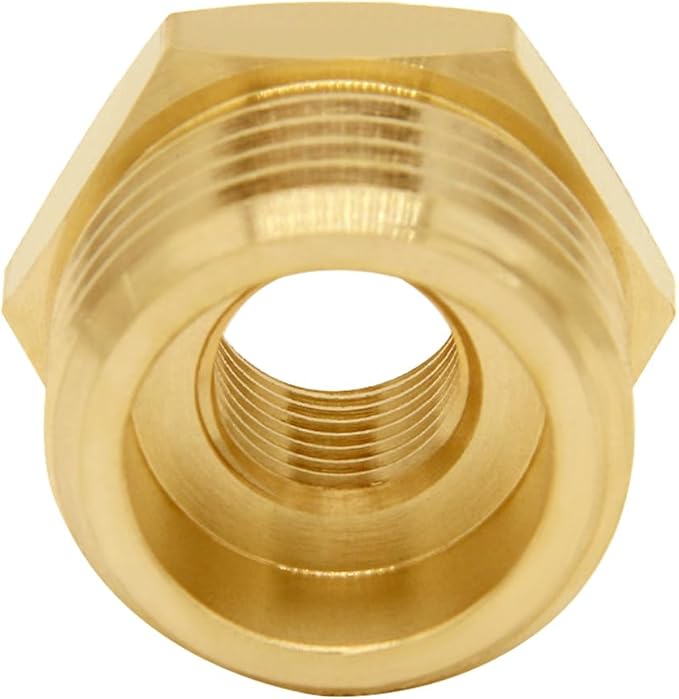 2PCS Brass Garden Hose Bushing 3/4"GHT Male to 1/4"NPT Female Thread Reducer Adapter Water Hose Nipple Reducing Convert Pipe Fittings Connector