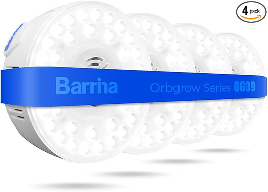 Barrina Orbgrow OG09 Puck LED Grow Light, 5000K 36W(4 x 9W, 540 Watt Equiv), Plant Lights for Indoor Plants Full Spectrum, Magnetic & Linkable, Small Grow lamp, Perfect for Plant Shelf, 4 Packs
