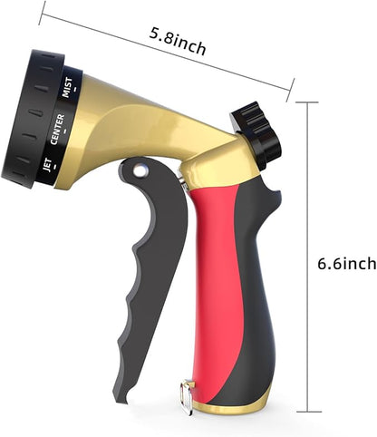 Garden Hose Sprayer Nozzle, Heavy Duty Water Hose Nozzle with 7 Spray Patterns, High Pressure Garden Sprayer with Adjustable Button & Lockable Trigger for Watering Plants & Lawns, Washing Cars, Pets