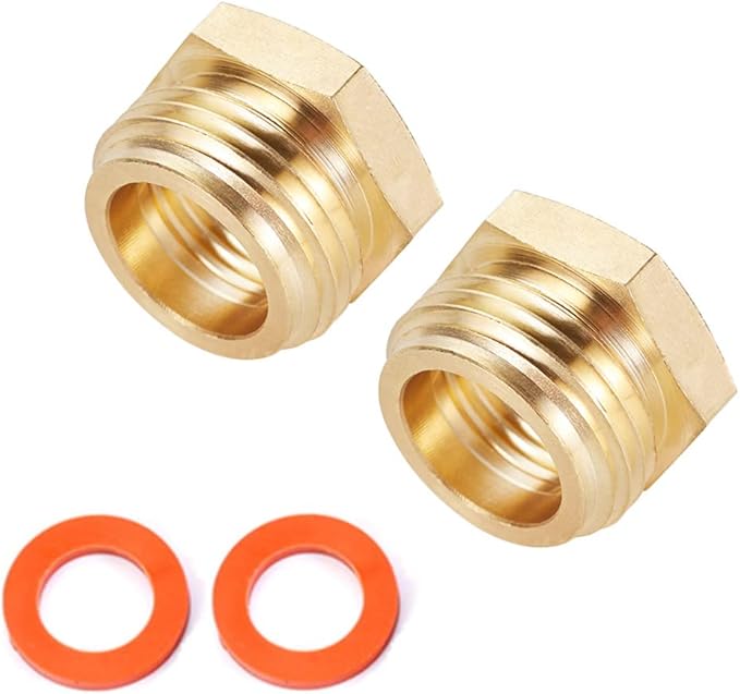 Brass Garden Hose Adapter, 3/4”GHT Male x 1/2”NPT Female Connector,GHT to NPT Adapter Brass Fitting,Brass Garden Hose to Pipe Fittings Connect 2pcs
