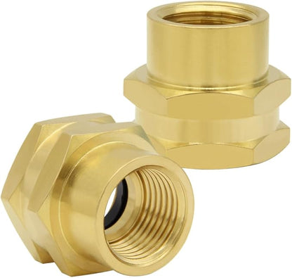 2PCS Brass Garden Hose Adapter 3/4"GHT Female to 1/2"NPT Female Thread Reducer Water Hose Nipple Reducing Convert Pipe Fittings Connector