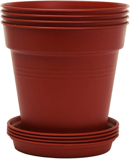 Mintra Home Garden Pots 4pk - Flowers, Herbs, Plants, Indoor, Outdoor, Colorful, Wholesale, Bulk (Burgundy, 19cm Diameter (7.5in))