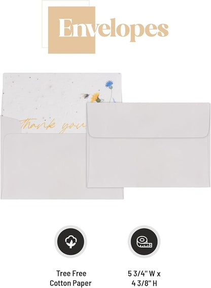 Thank You Set Greeting Card – Plantable Wildflower Seed Paper for Gifts, Special Events Like Mother's Day, and Other Milestone Celebrations