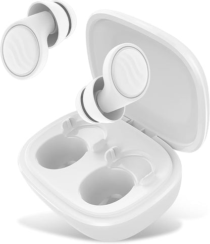 Ear Plugs for Sleeping Noise Cancelling - 35dB Reusable Ear Plugs with 7 Eartips and Carry Case - Flexible Hearing Protection - Replaceable Single/Double Eartips for Sleep, Focus, Travel, Work, White
