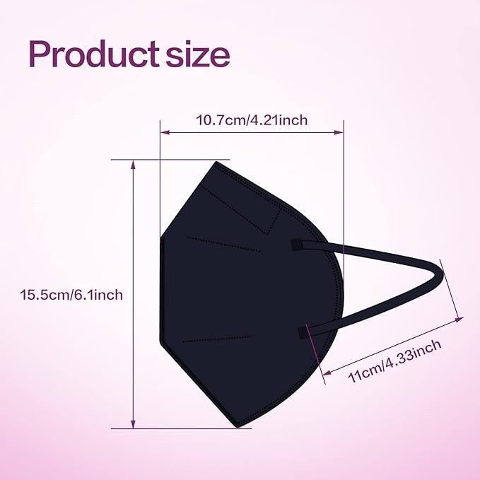 Miuphro KN95 Face Mask 50 Pack, Disposable Respirator Masks, 5 Layer Design Safety Mask for Protection, Ideal for Men and Women (Purple)