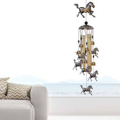 Bronze Horses Wind Chimes Decor, Mobile Blessing Wind Bells Decorate, Sympathy Wind Catcher, Memorial Gifts for Mom,Grandma,Woman (/Outside/Indoor/Home/Room/Porch/Yard/Garden Decoration)