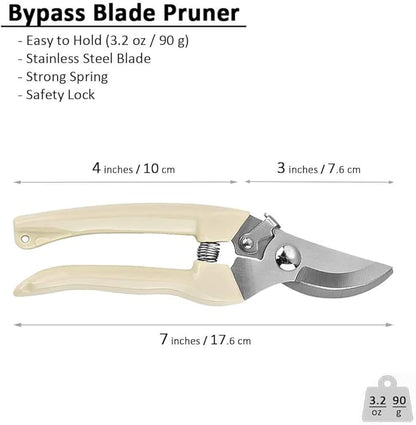 BUGUI Garden Shears Set of 2, Includes 1 Bypass Pruning Shears and 1 Straight Blade Garden Scissors, Sharp, Lightweight