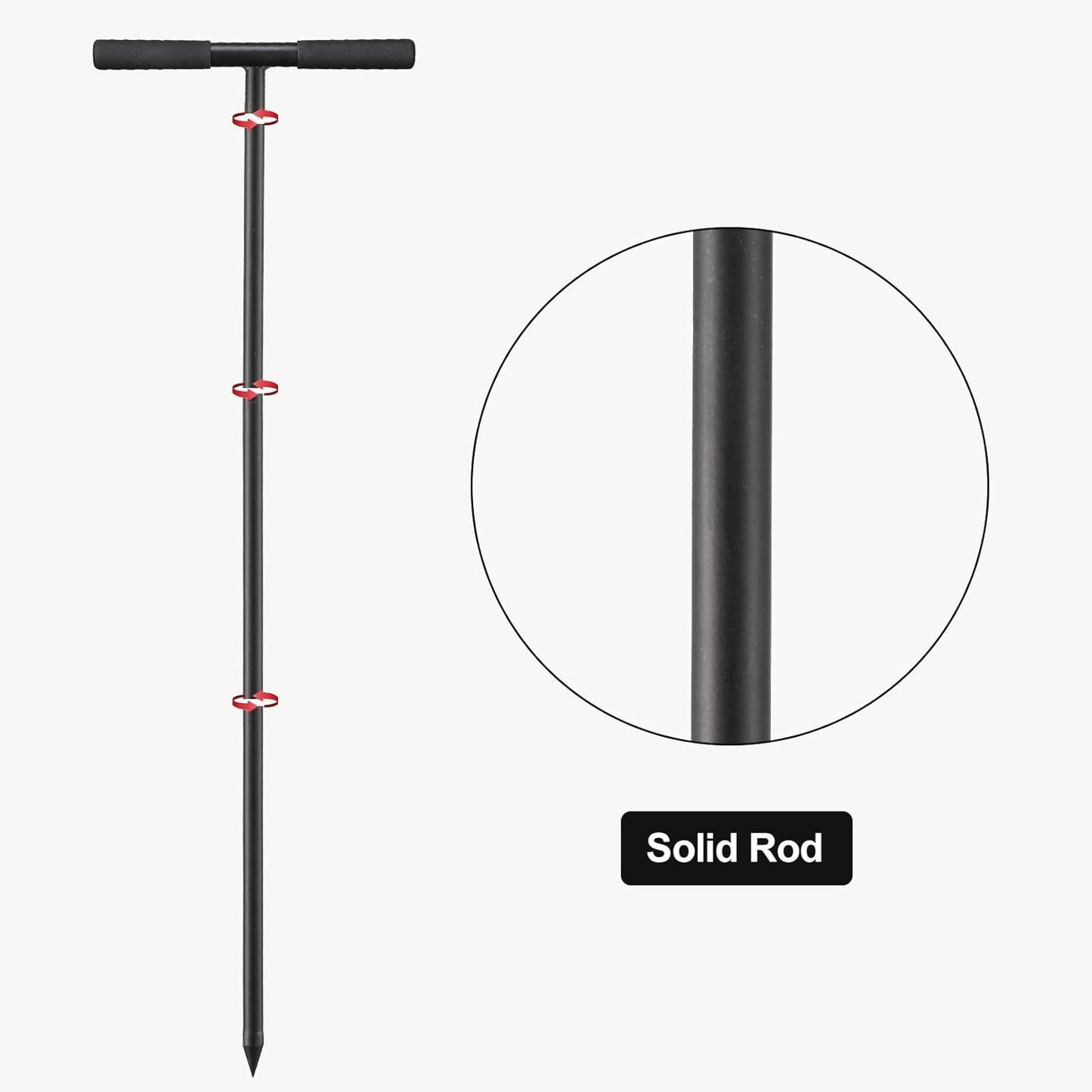 Soil Probe Rod, 48inch Adjustable Ground Rod with T-Handle - Metal Soil Probe for Plumbing Tool, Locating Septic Tank, Landscaping Garden Tool