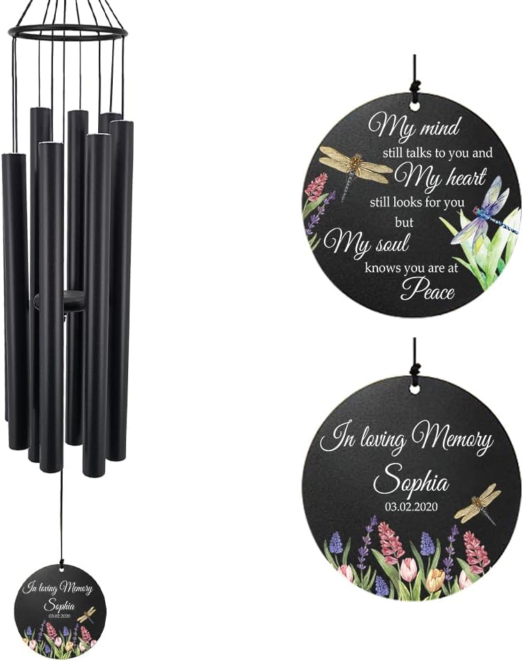 Personalized 36" Healing Memorial Wind Chimes for Outside, Bereavement Gift of Comfort for Loss of Mother, Father or Husband, A Soothing Remembrance for Your Garden and Patio