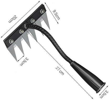 Gardening Hand Weeder Tool,Manual Weeder Tool with Detachable Blades, 4 Sizes High Carbon Steel Dual-Edge Design for Farm Garden Lawn Weed Removal, Soil Cultivation & Root Extraction (6 Tines)