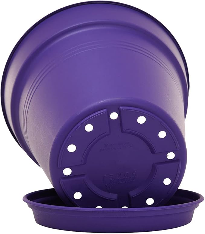 Mintra Home Garden Pots 4pk - Flowers, Herbs, Plants, Indoor, Outdoor, Colorful, Wholesale, Bulk (Purple, 13cm Diameter (5in))