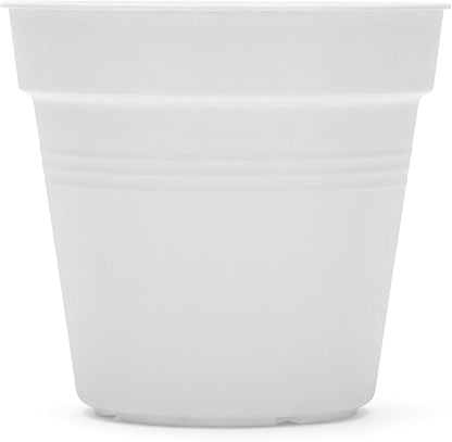 Mintra Home Garden Pots 4pk - Flowers, Herbs, Plants, Indoor, Outdoor, Colorful, Wholesale, Bulk (White, 17cm Diameter (6.6in))