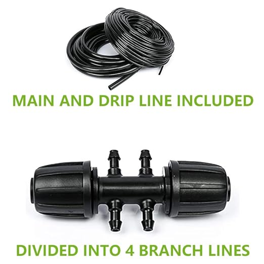 200-Foot Professional Drip Irrigation System Kit - Greenhouse & Patio Micro Watering Solution with Adjustable Nozzles & Quick-Connect Fittings, Dual-Size Tubing (1/4" & 1/2")