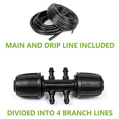 200-Foot Professional Drip Irrigation System Kit - Greenhouse & Patio Micro Watering Solution with Adjustable Nozzles & Quick-Connect Fittings, Dual-Size Tubing (1/4" & 1/2")