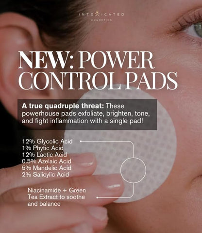 Intoxicated Cosmetics Power Correct Peel Pads - Alpha and Beta Hydroxy Acid Exfoliating Treatment for Fine Lines and Wrinkles - Brightening Pads with Niacinamide and Green Tea Extract for Radiant Skin