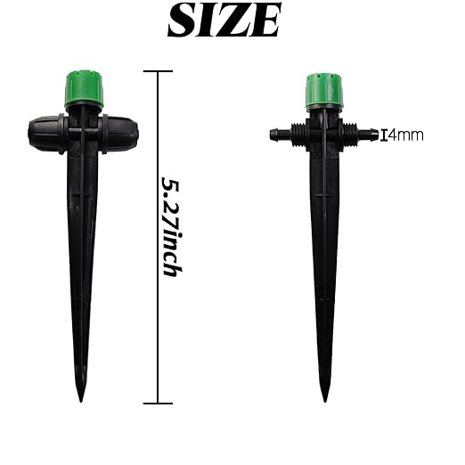 RONYOUNG 35pcs Drip Irrigation Emitters Sprayer for 1/4" Drip Irrigation Tubing Adjustable 360 Degree Water Flow Drippers on 5.3" Sturdy Stake with Lock Barbed Irrigation Drippers