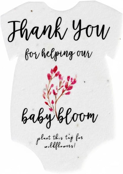Onesie Seed Paper – 15 Pink Baby Shower Favors for Guests with Wildflower Seeds, Writable & Plantable, Baby Shower Gifts for Guest