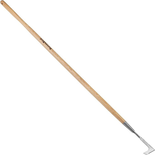 Berry&Bird 63'' Long Handle Crevice Weeding Tool, Stainless Steel Crack Weeder Crevice Weeding Sickle Tool, L-Shaped Manual Weeder Puller for Garden, Lawn, Yard, Side-Walk, Narrow & Wall Gaps