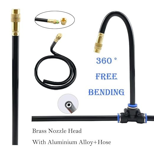 32.8FT/10M 1/4 Inch Tubing Drip Irrigation System Kit Automatic Garden Irrigation Equipment Adjustable Quick Connector Watering Misting for Outdoor Yard Lawn Raised Bed Greenhouse