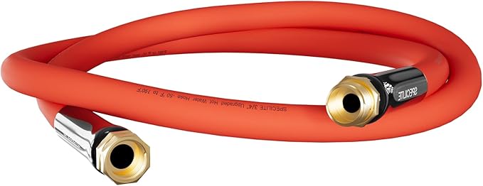 SPECILITE 3/4" Hot/Cold Short Leader Garden Water Hose 5 ft, -50℉-190℉, Flexible & Lightweight Rubber Pipes With 3/4" Brass Fittings for Yard, Outdoor, Farm, Red