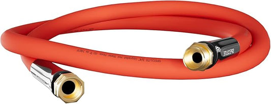 SPECILITE 3/4" Hot/Cold Short Leader Garden Water Hose 5 ft, -50℉-190℉, Flexible & Lightweight Rubber Pipes With 3/4" Brass Fittings for Yard, Outdoor, Farm, Red