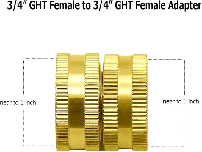 Hooshing Garden Hose Adapter 3/4" GHT to 3/4" GHT Double Male and Female Brass Hose Connectors with Washers