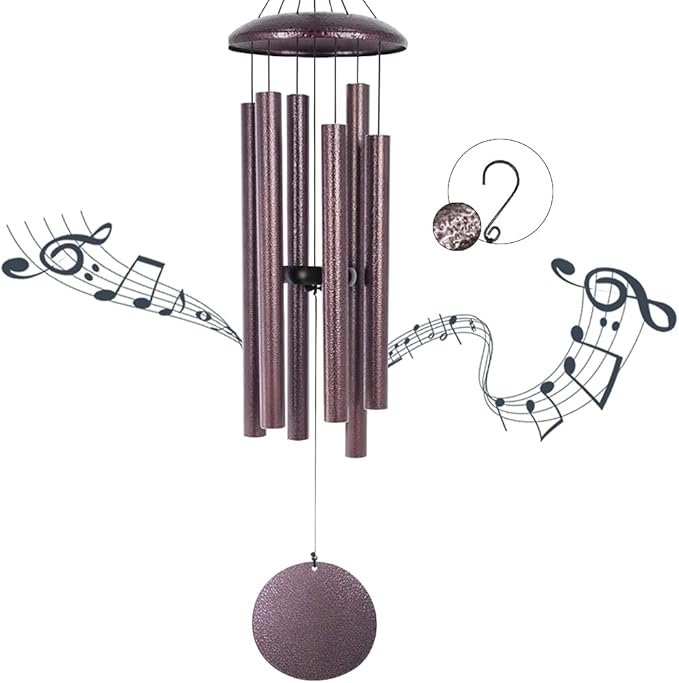 ASTARIN Wind Chimes Deep Tone, 36 Inch Large Metal Windchimes Outdoor Large Deep Tone with 6 Metal Tubes Deliver Soft Melody, Tuned WindChimes for Garden Balcony Patio and Home Décor. Bronze