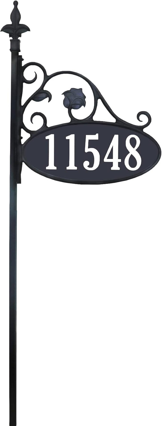 Address America USA Handcrafted Park Place Double-Sided Reflective Customized Address Sign For Yard - Arrives Ready To Install - 30" Pole Included - AS