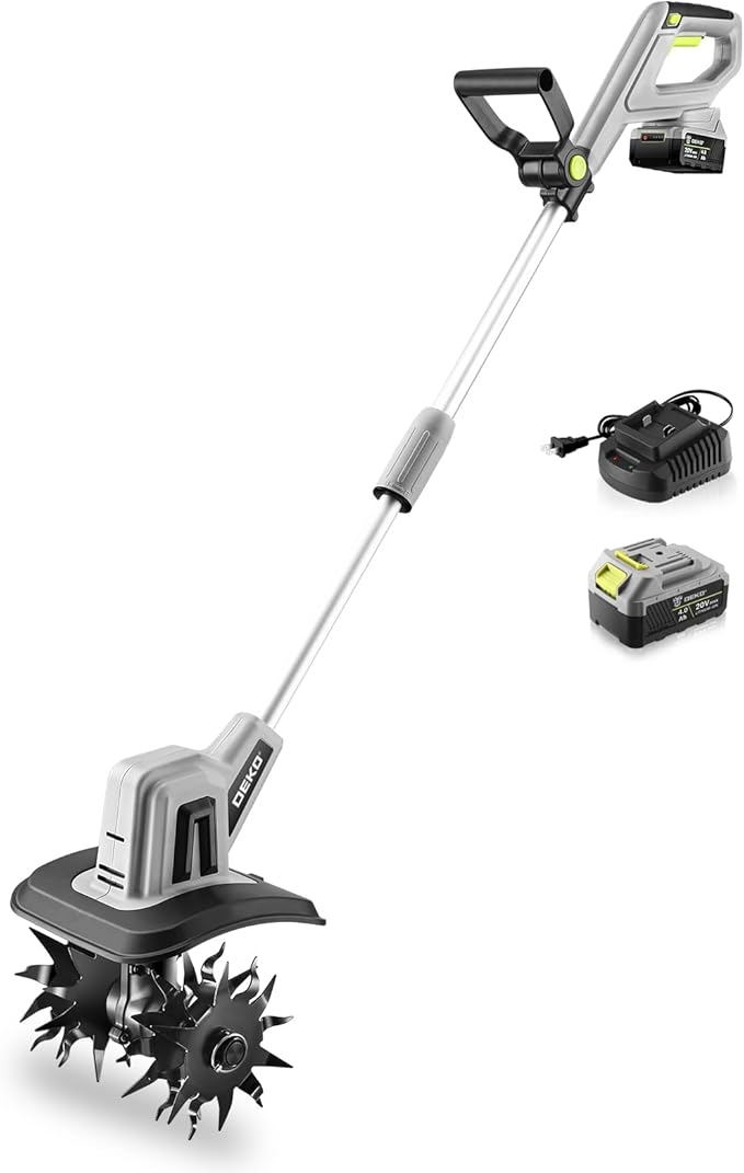 20V Cordless Tiller Cultivator,48 Steel Tines Garden Tiller,9inch Wide Electric Tiller for Gardening,Garden Rototiller with 4AH Battery and Charger Included