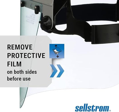 Sellstrom Advantage Face Shield - Lightweight Mask with Crown & Ratchet Headgear, for Work, Grinding, Cutting - ANSI Z87.1 - Clear Uncoated Polycarbonate Window