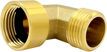Hooshing 2PCS Brass Garden Hose Elbow Connector 90 Degree 3/4 Inch GHT Male and Female Pipe Fitting