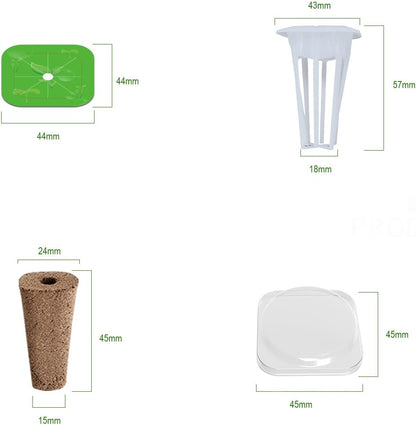 Seed Pods Kit for Hydroponics Growing System, Seed Starter Pods for Indoor Garden, Including 12pcs Grow Sponges, Grow Baskets, A&B Hydroponic Nutrients, Compatible with Idoo, QYO, LYKO, Square Shape