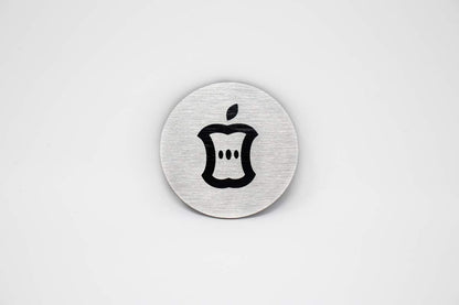 Metal Compost Sign | 2” Round, Compost Bin Label for Waste Basket | Brushed Silver Aluminum with Black Compost Symbol | Environment Signs | Ready to Hang