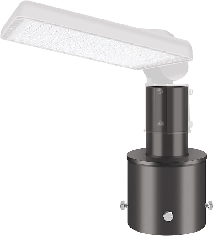 4" Round Mounting Bracket Pole Arm for LED Parking Lot Light with 2-3/8", Solid Heavy Duty Mount Accessories Rustproof Vertical Top Mount Tenon Adapter for Slip Fitter Street Shoebox Lights