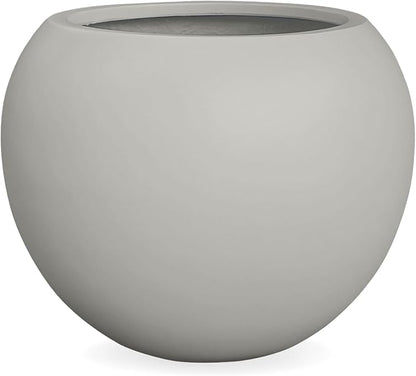 Globo Large Fiberstone Plant Pot, Large Planters for Indoor Plants, Outdoor Planters for Porch (Light French Gray, 20" D x 16" H)