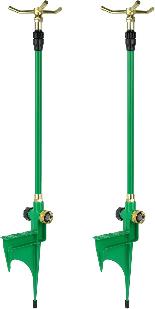 [2 Pack] RESTMO 3-Arm Sprinkler with Adjustable Telescoping Base, 360 Degree Rotation High-Rise Lawn Sprinkler for Large Area Coverage, Gardening Watering System Sprinklers, Lawn Irrigation System