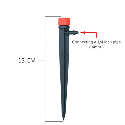 50pcs Drip Emitters for 1/4" Drip Irrigation Tubing, Adjustable 360 Degree Water Flow Drippers on 5" Arrow Stake, Garden Irrigation Drippers for (4-7mm) Watering System
