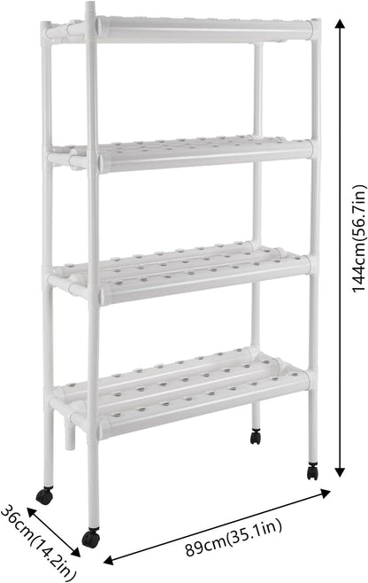 Hydroponics Growing System with Water Pump and Timing, 4 Layers Hydroponic Vegetable Growing Kit 108 Sites Food-Grade PVC-U Pipes for Fruits, Vegetables, Herbs