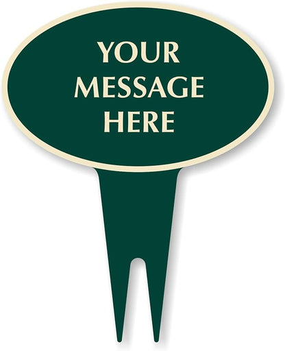 SmartSign Custom Designer Yard Stake Sign - Add Your Message, 12"x15" Oval Shape, 120 mil Aluminum Composite Sign w/Overcoat for Outside, Integrated Ground Stakes, Reflective Option, USA-Made