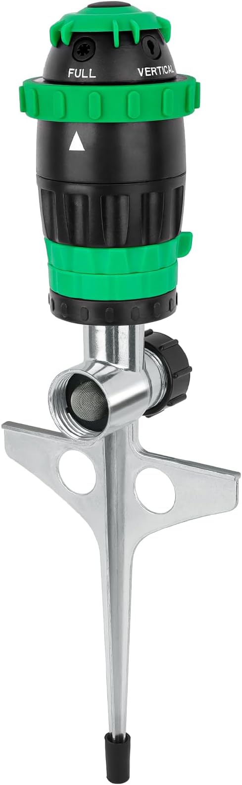 RESTMO Gear Drive Sprinkler with Metal Spike Base, 5-Pattern Heavy Duty Gardening Watering System, Multi-Adjustable Lawn Sprinkle for Garden Plant, Flower Bed and Large Yard Area Watering, Green