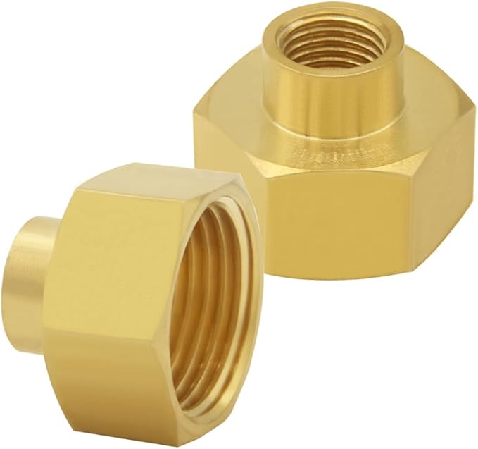 2PCS Brass Garden Hose Adapter 3/4"GHT Female to 1/4"NPT Female Thread Reducer Water Hose Nipple Reducing Convert Pipe Fittings Connector