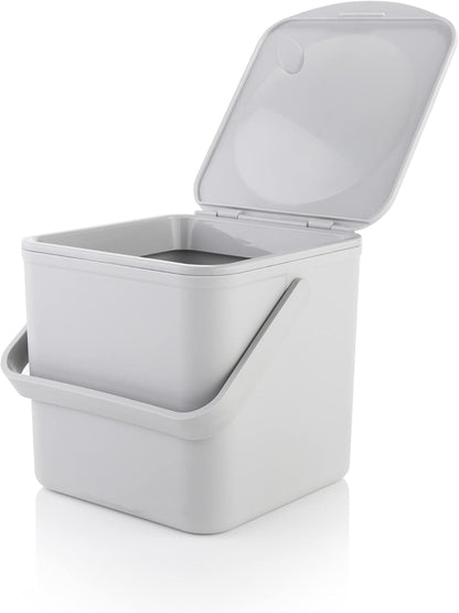 Minky Homecare Kitchen Compost Bin – Countertop Food Waste Caddy with Easy Wipe Clean Interior – Made in The UK - 3.5L (0.9 gal.) (Light Grey)