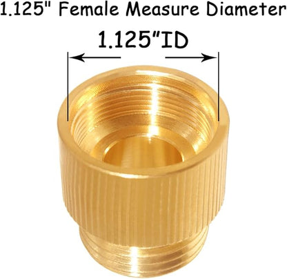Garden Hose Adapter, 1.125" Female Thread Measure Diameter to Standard 3/4" GHT Male Thread, Compatible with Outdoor Faucet to Garden Hose