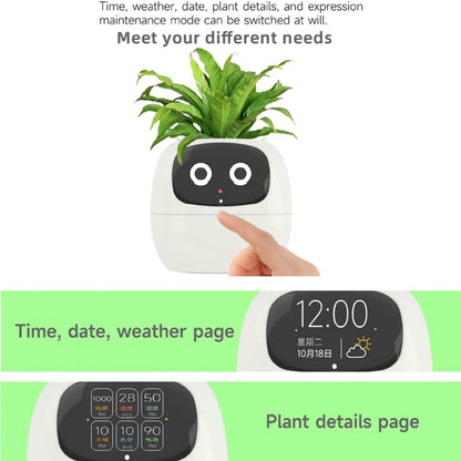 Smart Pet Planter, Smart Plant Pot, With Artificial Intelligence, Time Weather Display, And Multiple Expressions Animation,Lovely Plant Companion, For Desktop Decoration, Gifts,Plant-Free (Green)