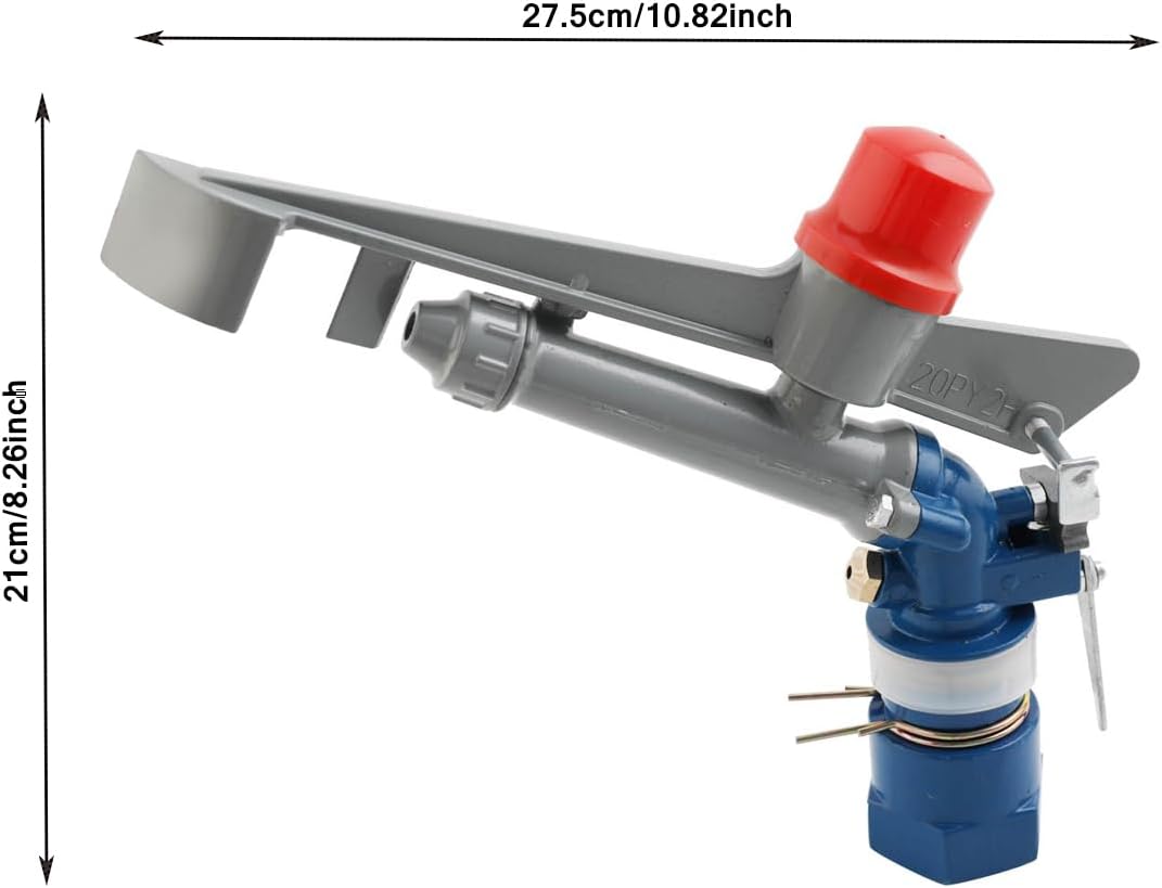 360 Degree Adjustable Sprinkler Gun 2Pcs, Large-Scale Industrial Sprinkler Irrigation Spray Gun Impact Spray for Farms Orchards Tea Gardens Forestry Wheat 1 Inch